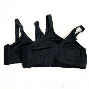 2 Tranquil & True Bra Microfiber Womens Size L Black Comfort Seamless Pullover